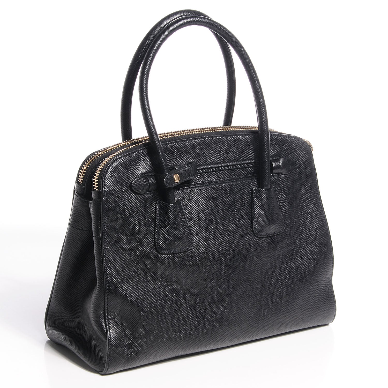 Prada Saffiano Cuir Double Handle Mini Satchel Nero Black 3 of 10