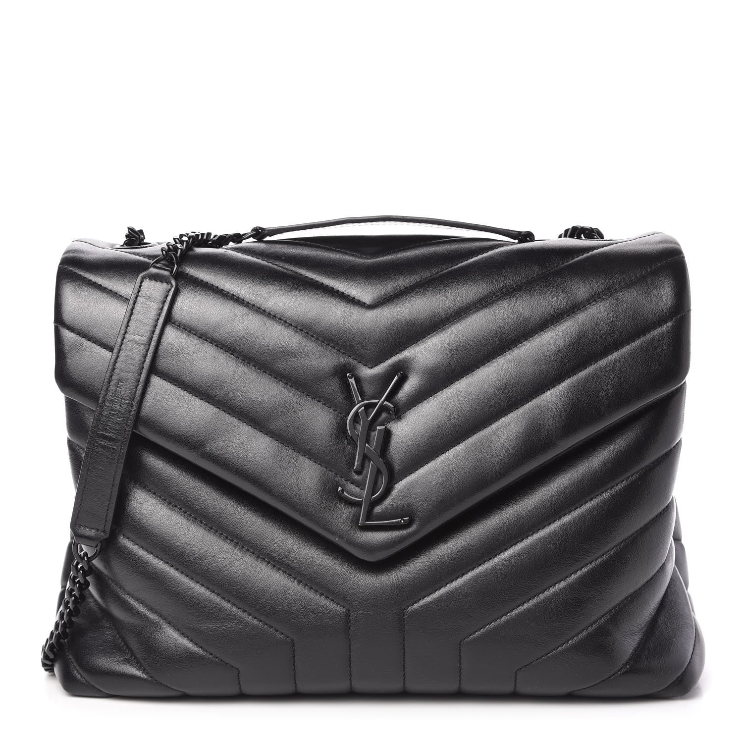 Saint Laurent Calfskin Y Quilted Monogram Medium Loulou Chain Satchel Black 1 of 10