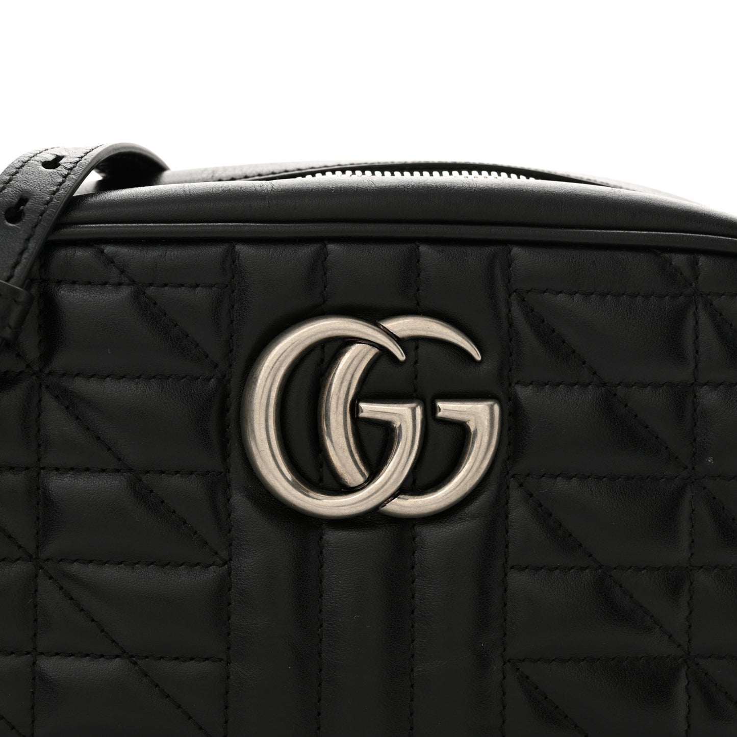 Calfskin Matelasse Aria Small GG Marmont Chain Shoulder Bag Black