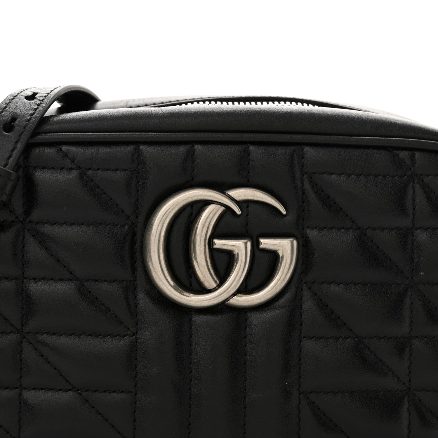 Gucci Calfskin Matelasse Aria Small GG Marmont Chain Shoulder Bag Black 8 of 11
