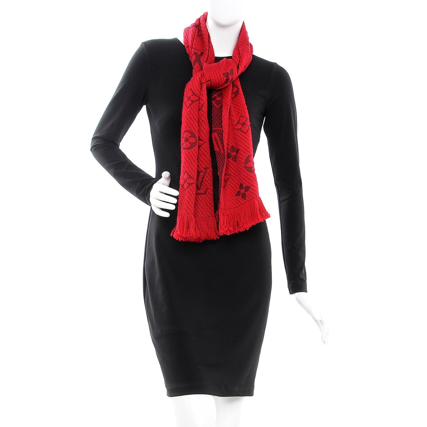Wool Silk Logomania Scarf Rubis