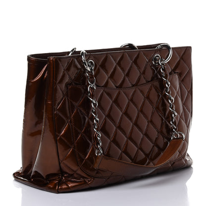 Chanel Metallic Patent Quilted Grand Shopping Tote GST Bronze 2 of 4