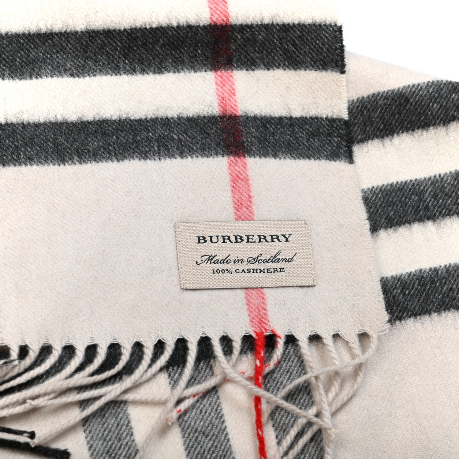 Burberry Cashmere Giant Check Fringe Scarf Stone 3 of 3