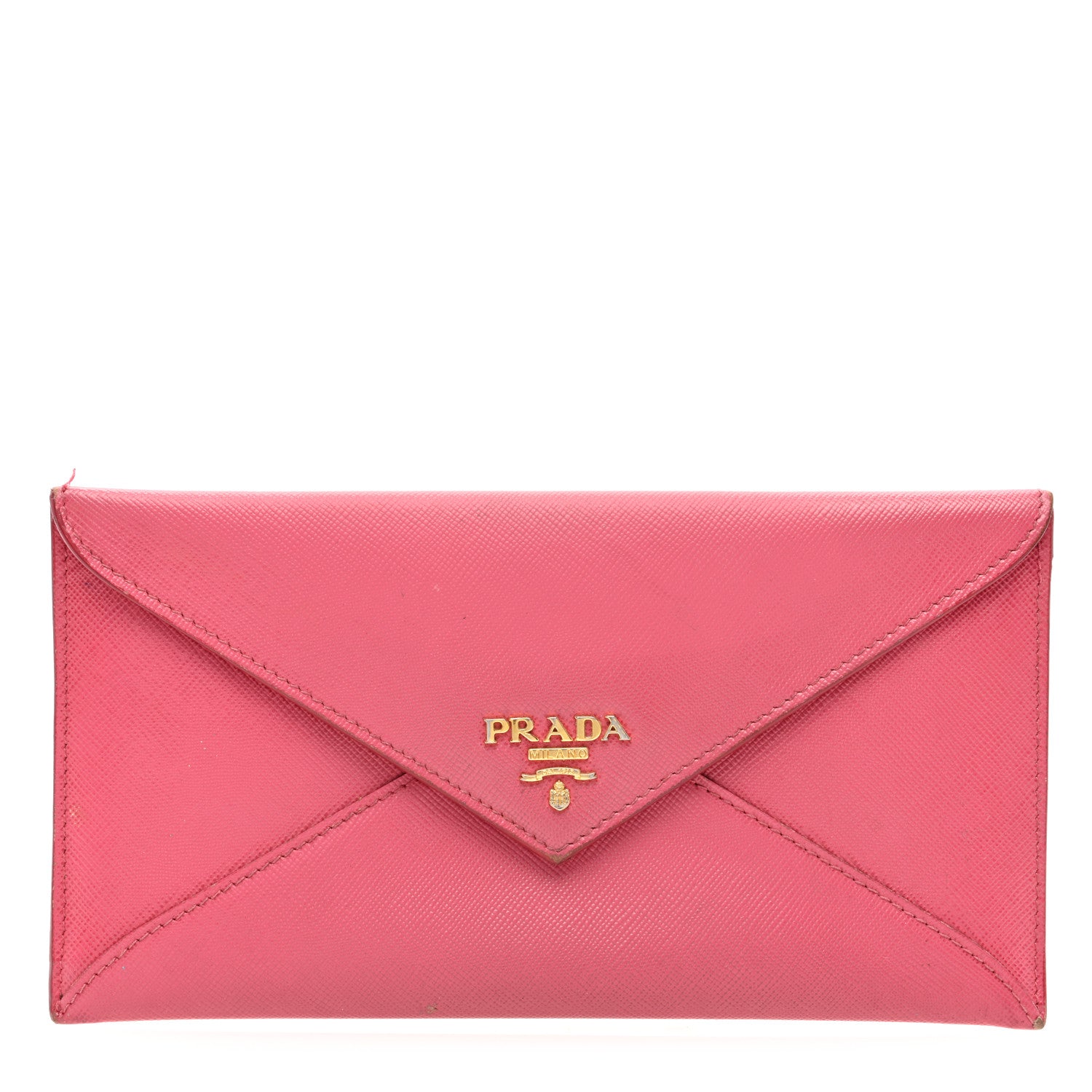 Prada Saffiano Metal Envelope Wallet Peonia 1 of 8
