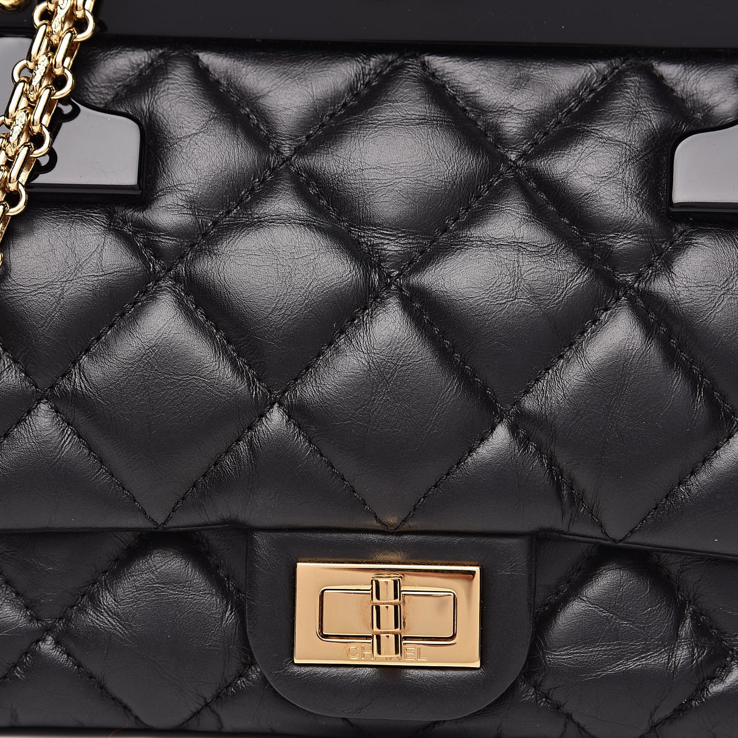 Aged Calfskin Quilted 2.55 Reissue Mini Hanger Flap Black