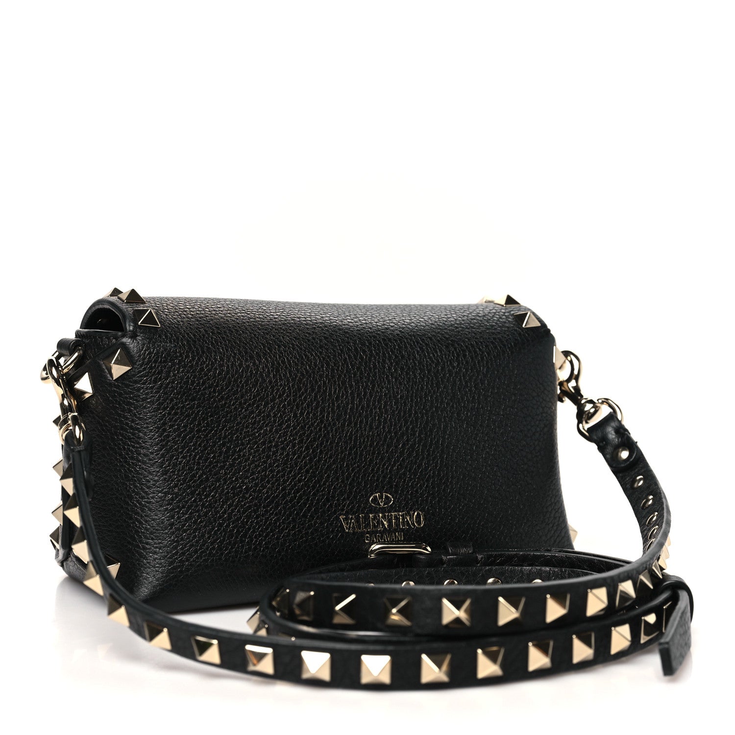 Valentino Garavani Pebbled Calfskin Mini Rockstud Crossbody Bag Black 3 of 9