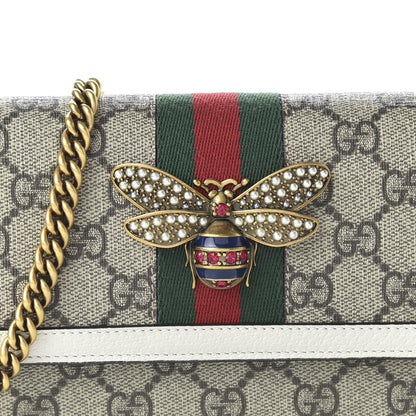 Gucci GG Supreme Monogram Web Queen Margaret Chain Wallet White 9 of 10