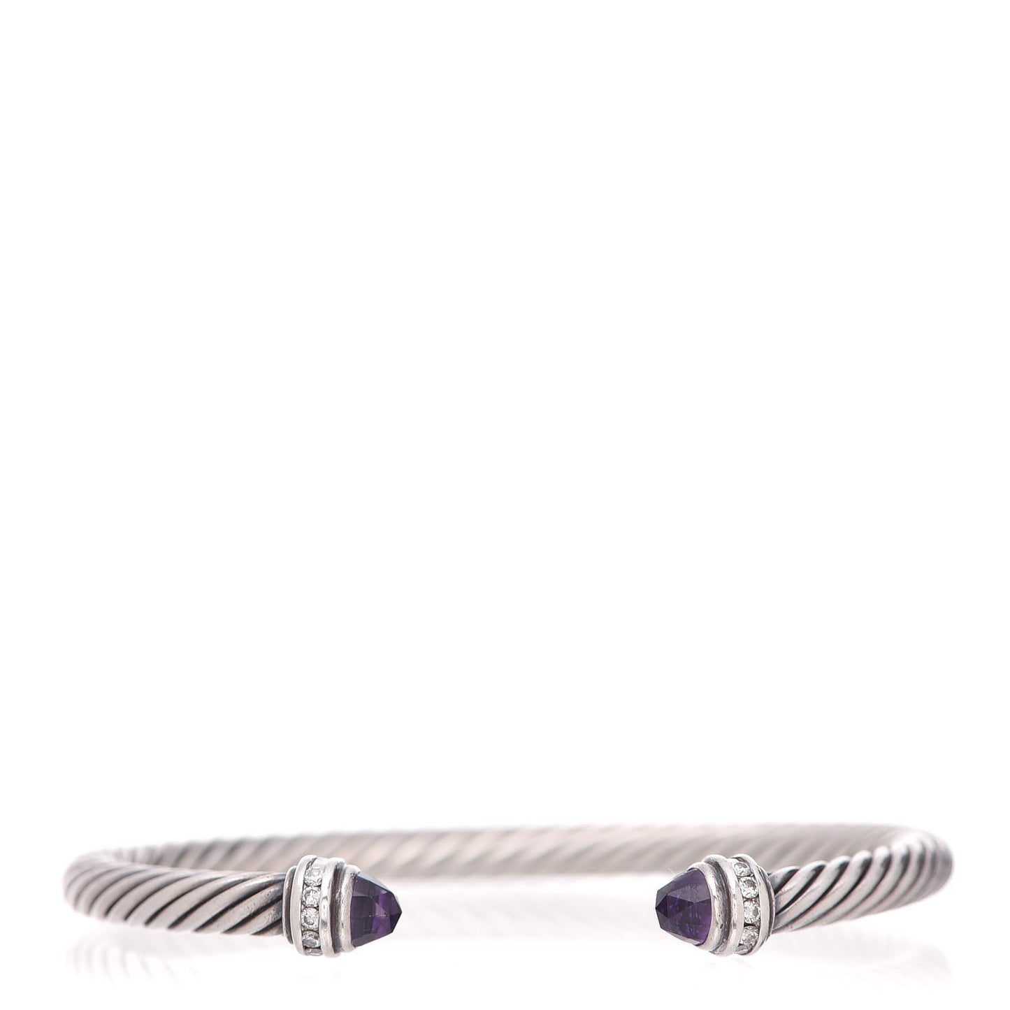Sterling Silver Diamond Amethyst 5mm Cable Classics Bracelet
