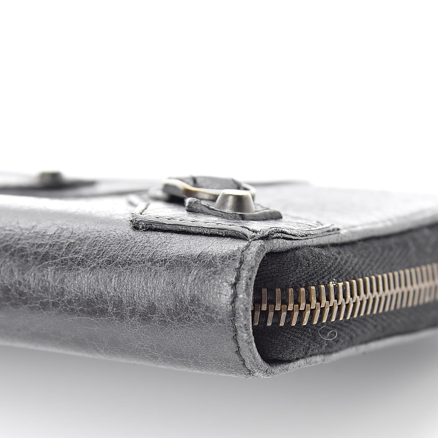 Agneau Classic Hardware Continental Zip Around Wallet Black