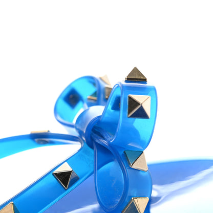 Valentino Garavani PVC Jelly Rockstud Bow Thong Sandals 38 Blue Fluo 8 of 8