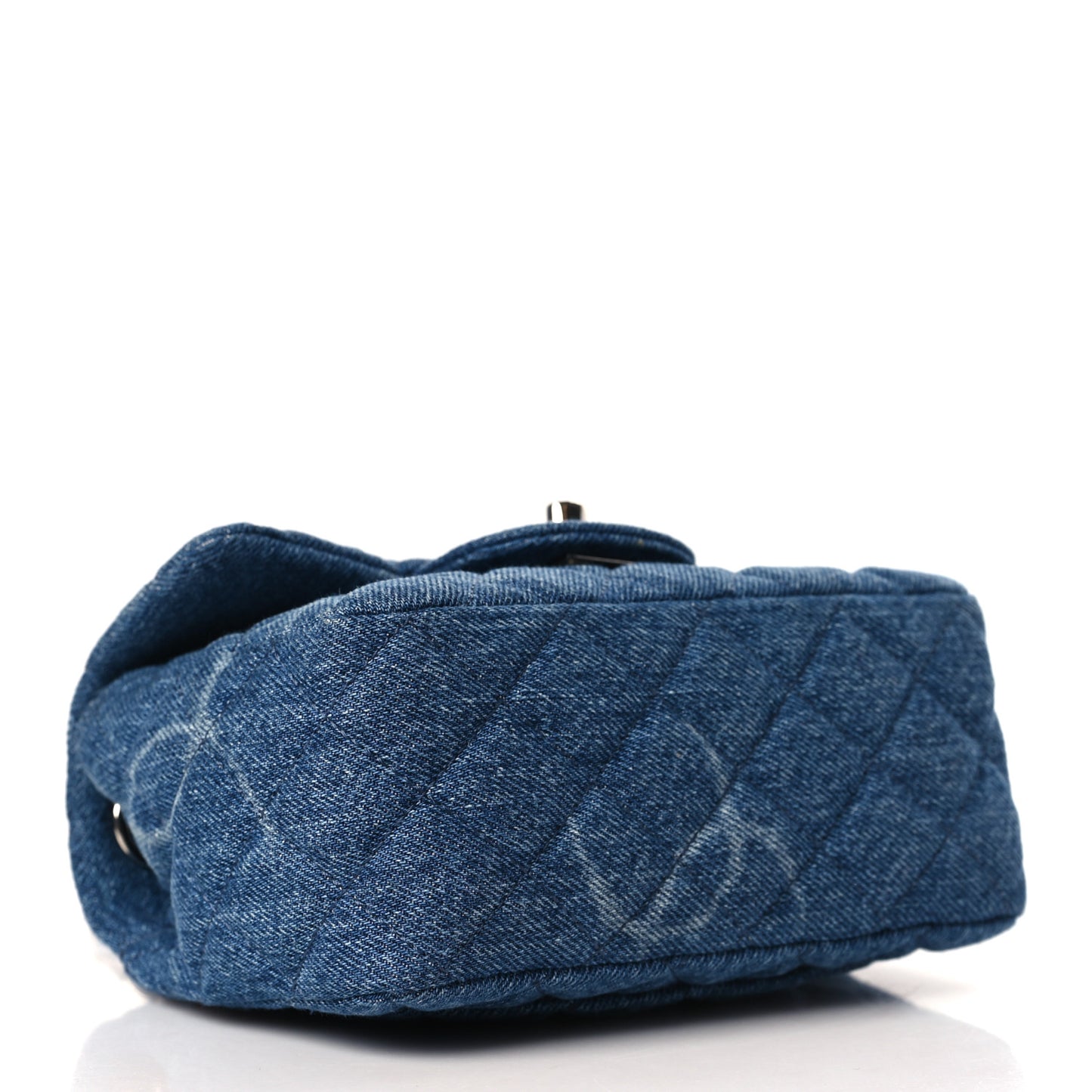 Denim CC Quilted Mini Square Flap Blue