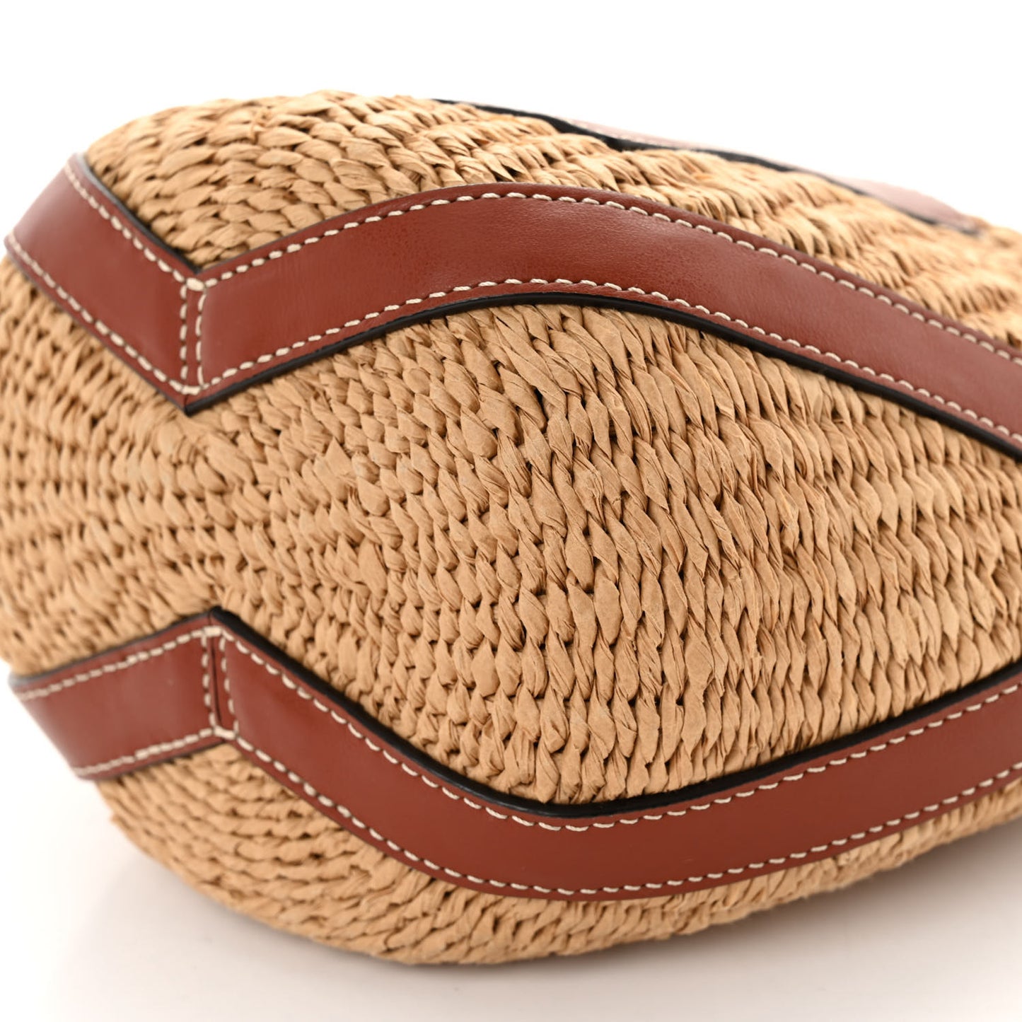 X MIFUKO Raffia Calfskin Basket Shoulder Bag Brown