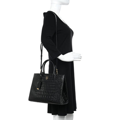 Burberry Crocodile Embossed Calfskin Small Frances Tote Black 2 of 12