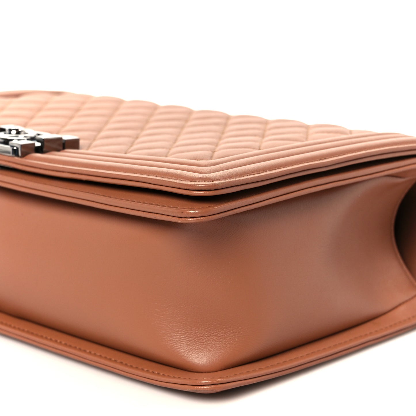 Calfskin Quilted New Medium Boy Flap Dark Beige