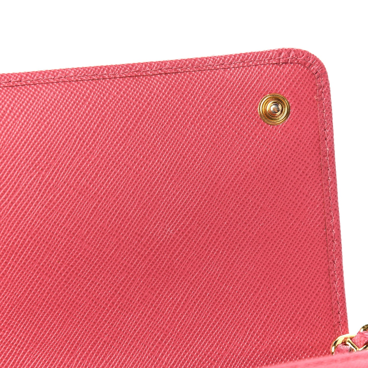 Prada Saffiano Metal Oro Chain Wallet Peonia 13 of 14