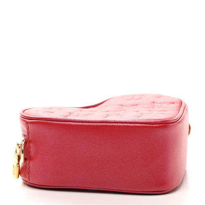 Louis Vuitton Lambskin Embossed Monogram Fall In Love Sac Coeur Heart Chain Bag Lipstick Red 4 of 6