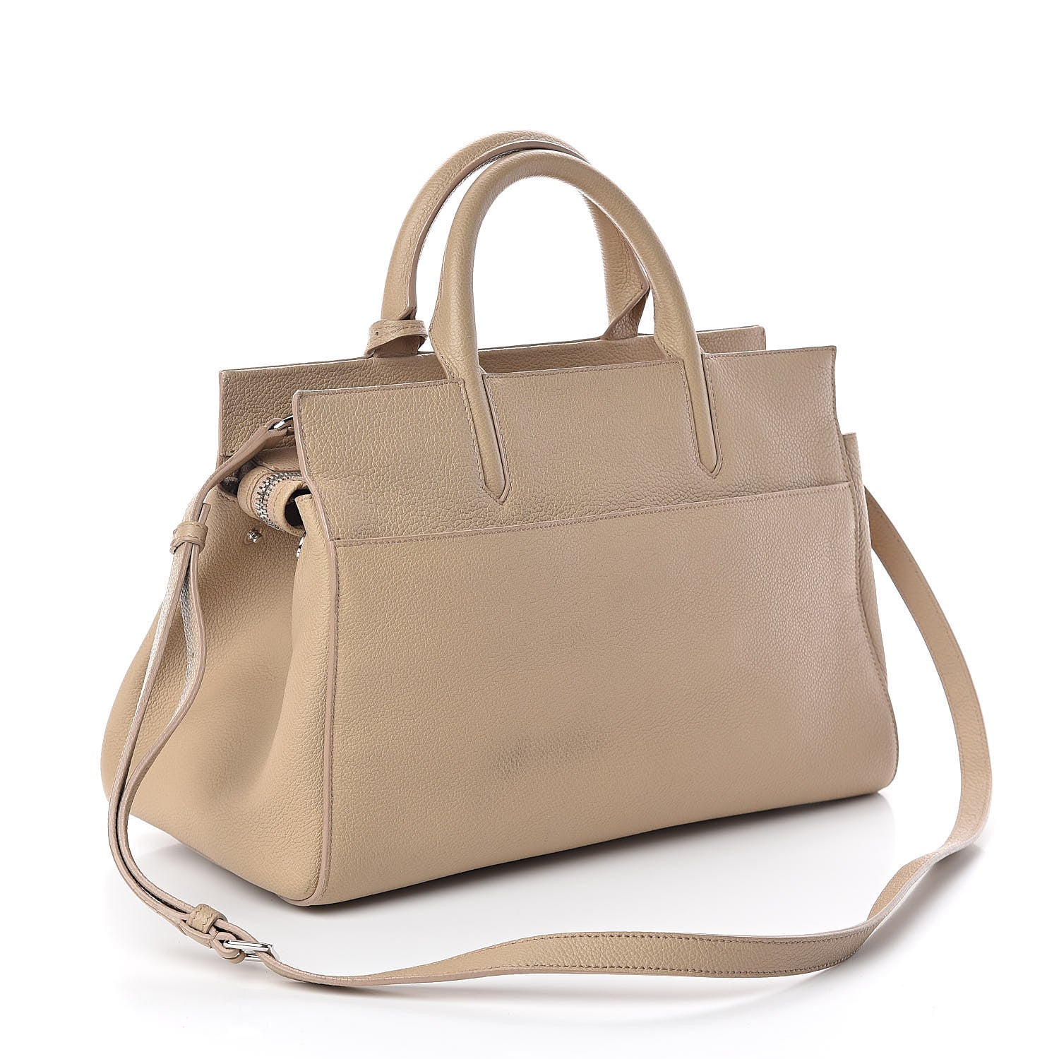 Saint Laurent Grained Calfskin Small Rive Gauche Dark Beige 3 of 11