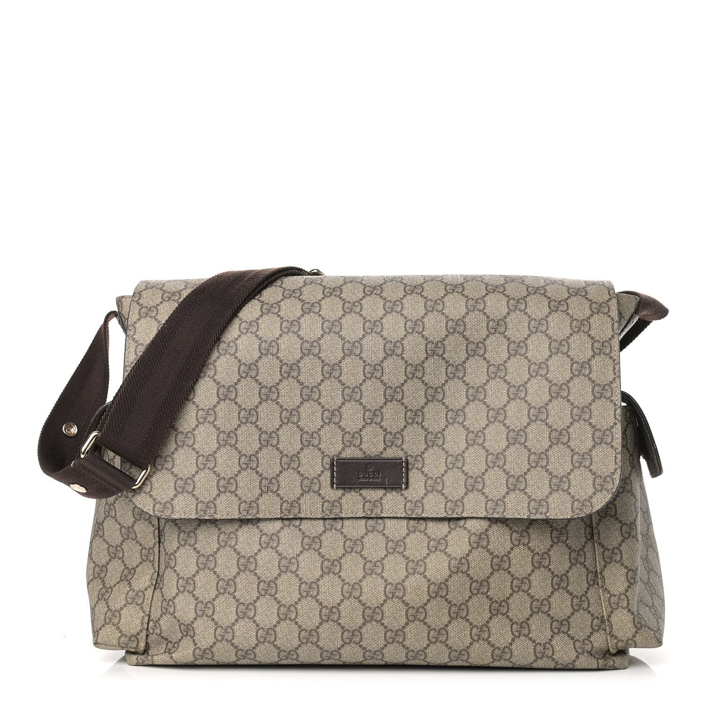 GG Plus Monogram Messenger Diaper Bag Dark Brown