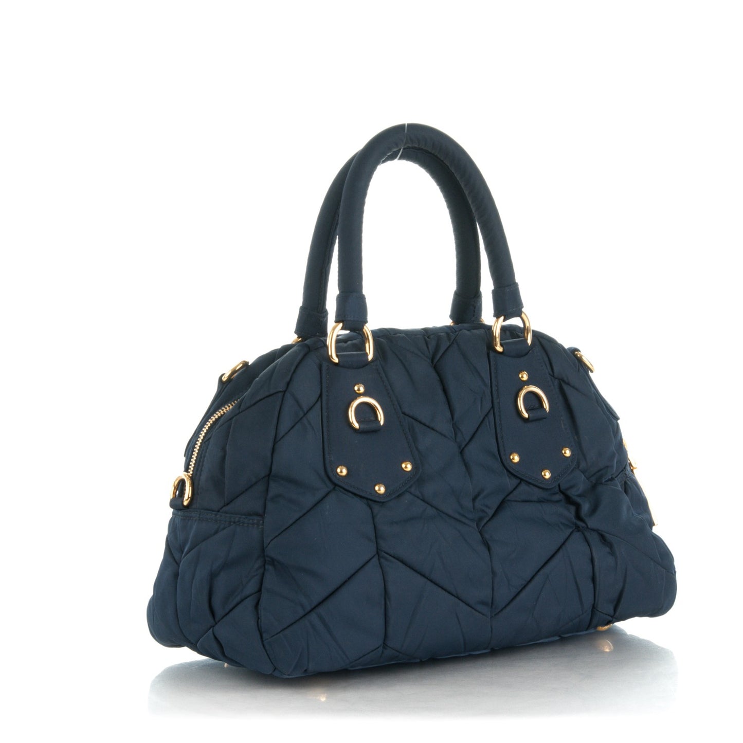 Tessuto Nylon Chevron Quilted Small Dome Satchel Blue