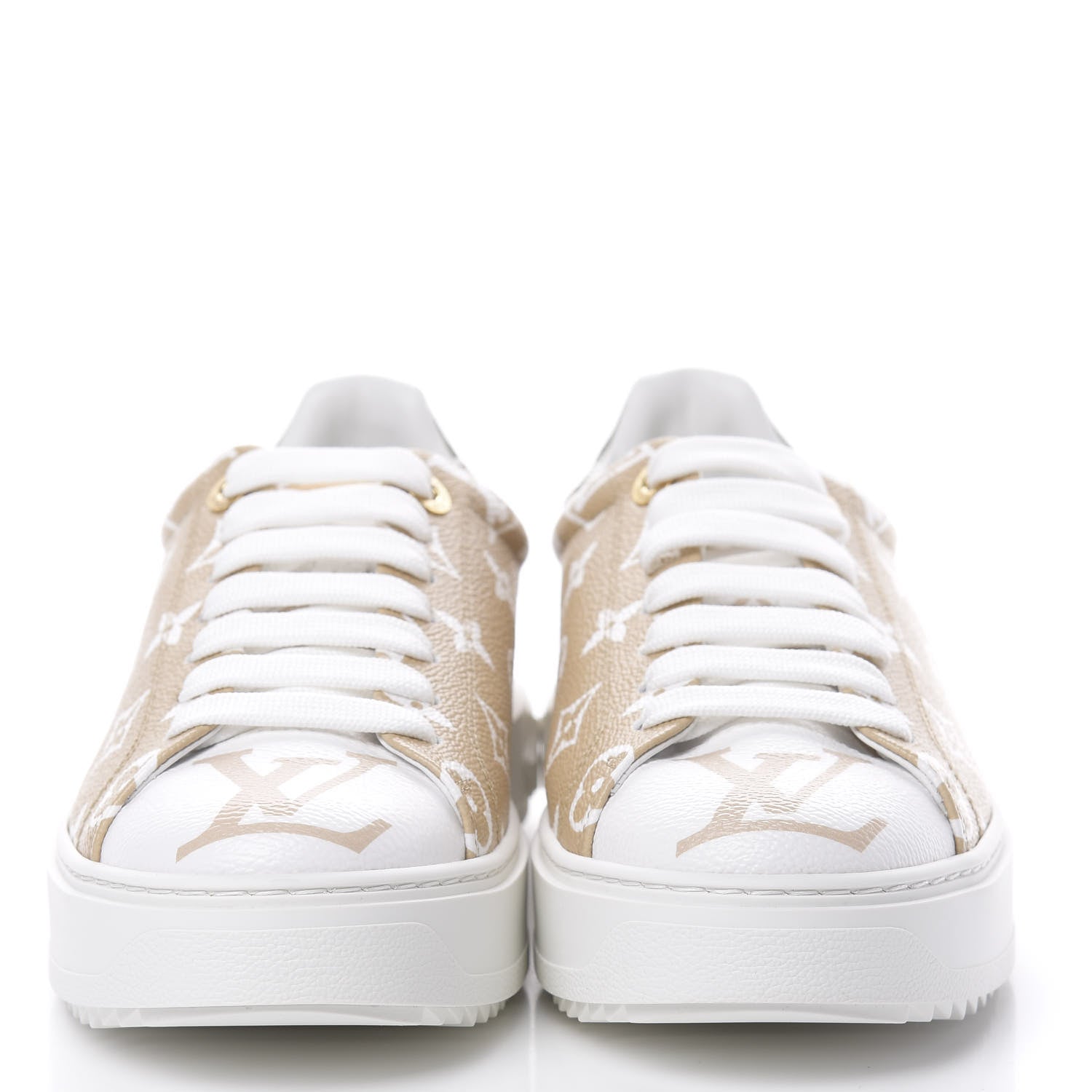 Louis Vuitton Monogram Giant Time Out Sneakers 39 Kaki White Beige 2 of 10