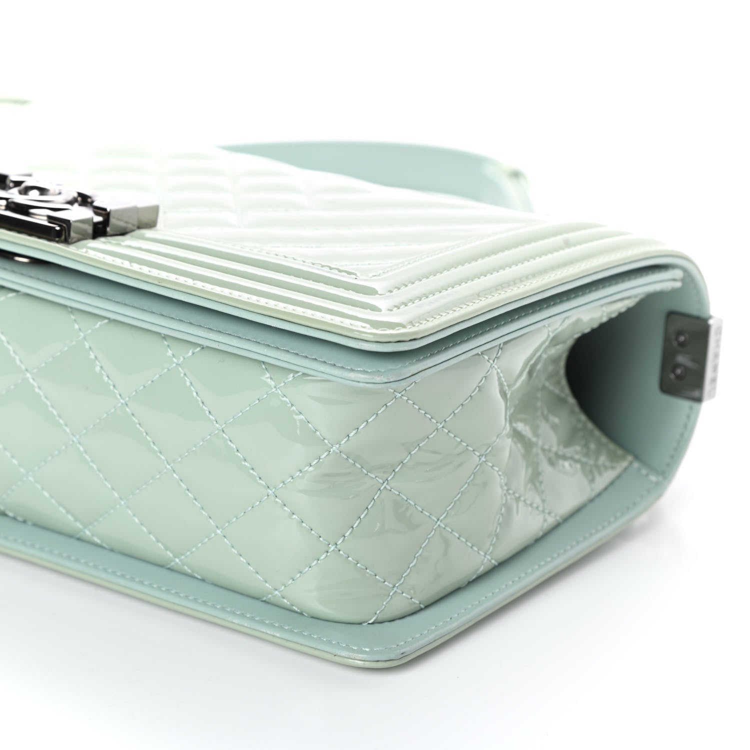 Chanel Patent Chevron Quilted Medium Boy Flap Green 10 of 10