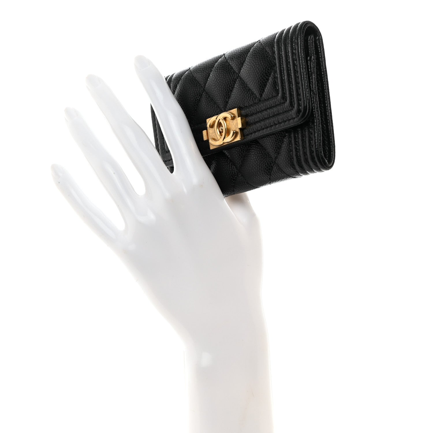 Chanel Caviar Quilted Boy Flap Card Holder Black 2 of 9