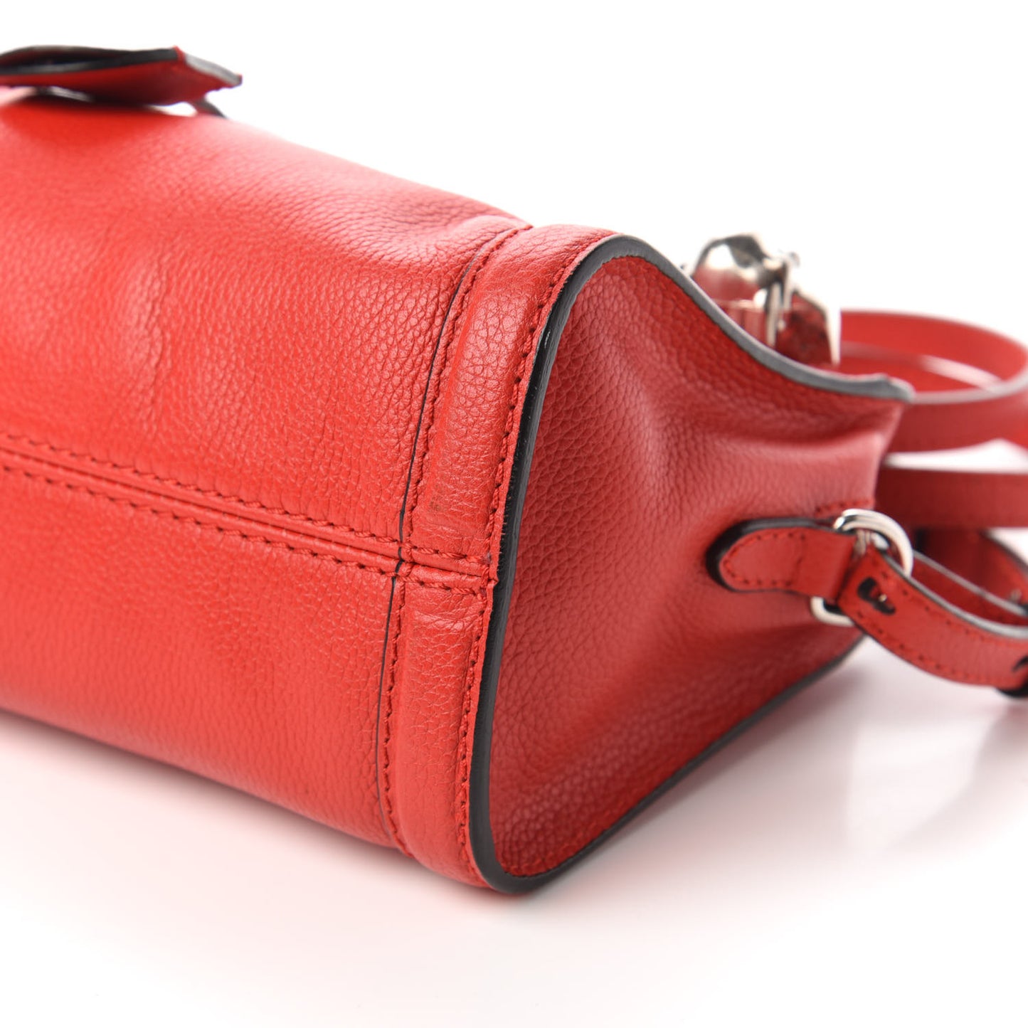 Pebbled Calfskin Mini Padlock Tote Red