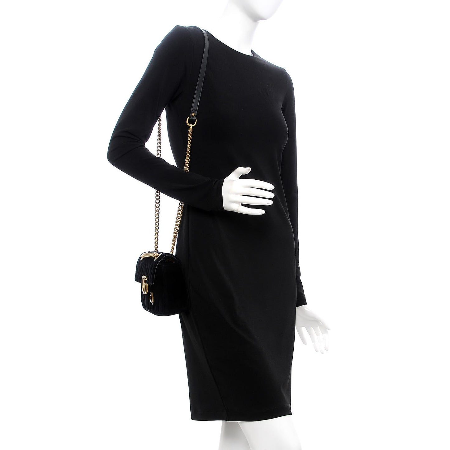 Velvet Matelasse Mini GG Marmont Shoulder Bag Black