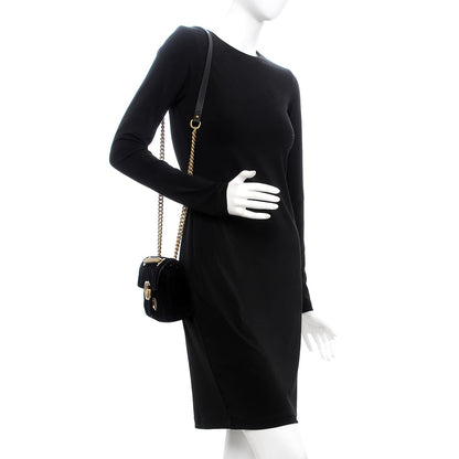 Gucci Velvet Matelasse Mini GG Marmont Shoulder Bag Black 2 of 8