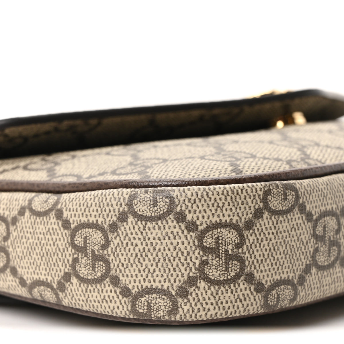 GG Supreme Monogram Textured Dollar Calfskin Web Mini Ophidia Envelope Shoulder Bag Beige Ebony