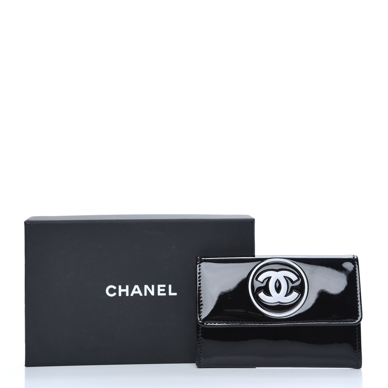 Chanel Patent CC Card Holder Black White 8 of 8