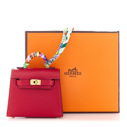 Hermes Tadelakt Mini Kelly Twilly Bag Charm Rouge Vif 6 of 6