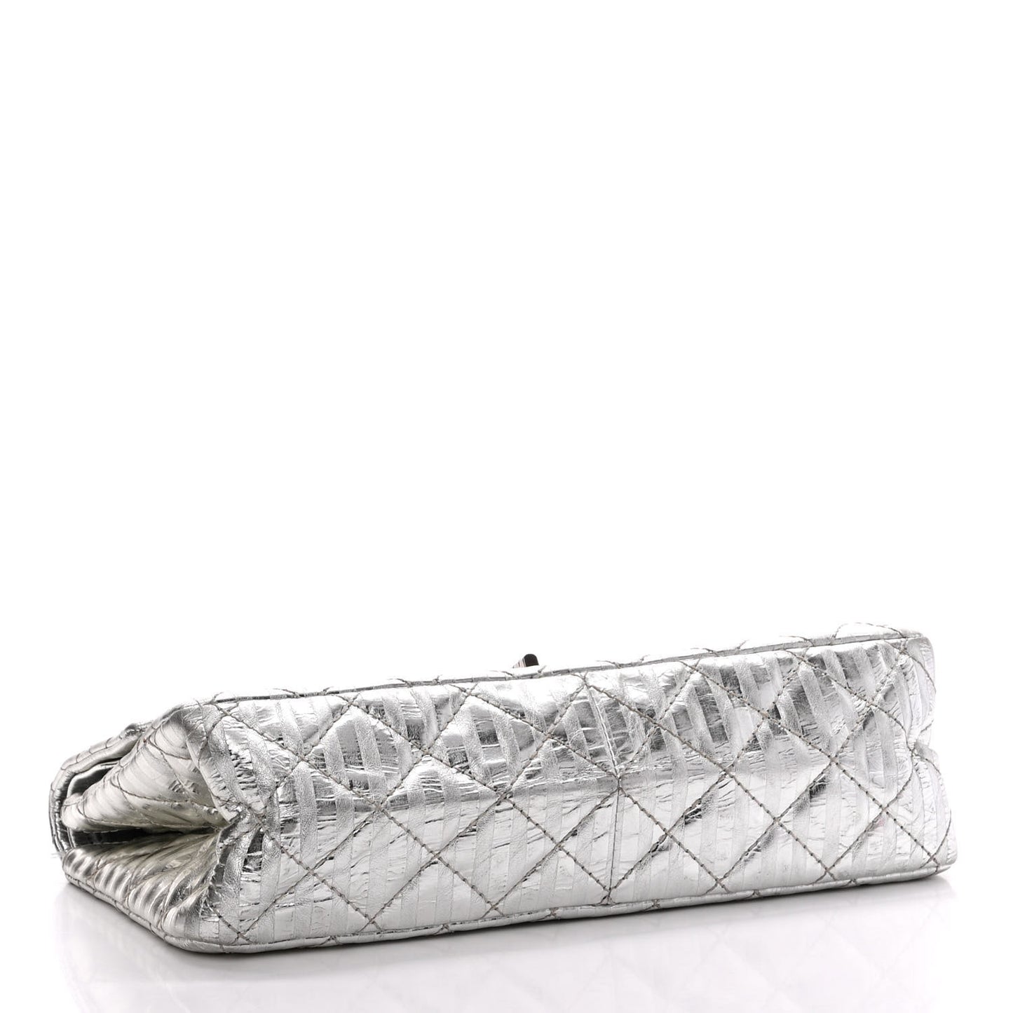 Metallic Calfskin Striped 2.55 Reissue Flap Silver