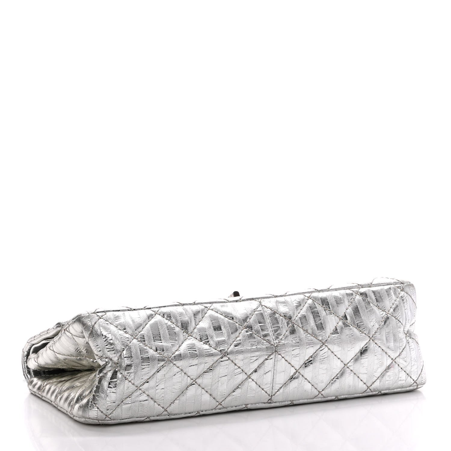 Chanel Metallic Calfskin Striped 2.55 Reissue Flap Silver 4 of 12