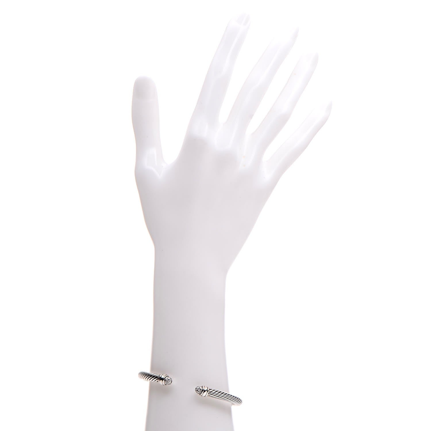 David Yurman Sterling Silver Pave Diamond 5mm Cable Classics Bracelet 2 of 5