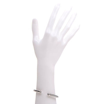 David Yurman Sterling Silver Pave Diamond 5mm Cable Classics Bracelet 2 of 5