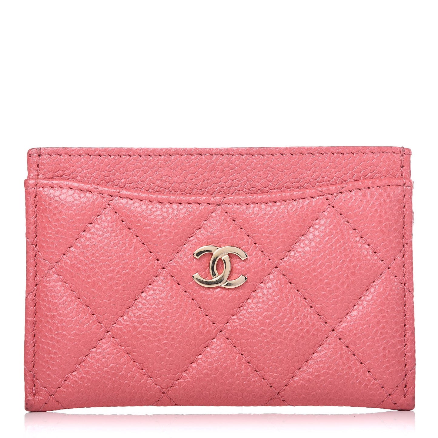 Caviar Quilted Card Holder Pink