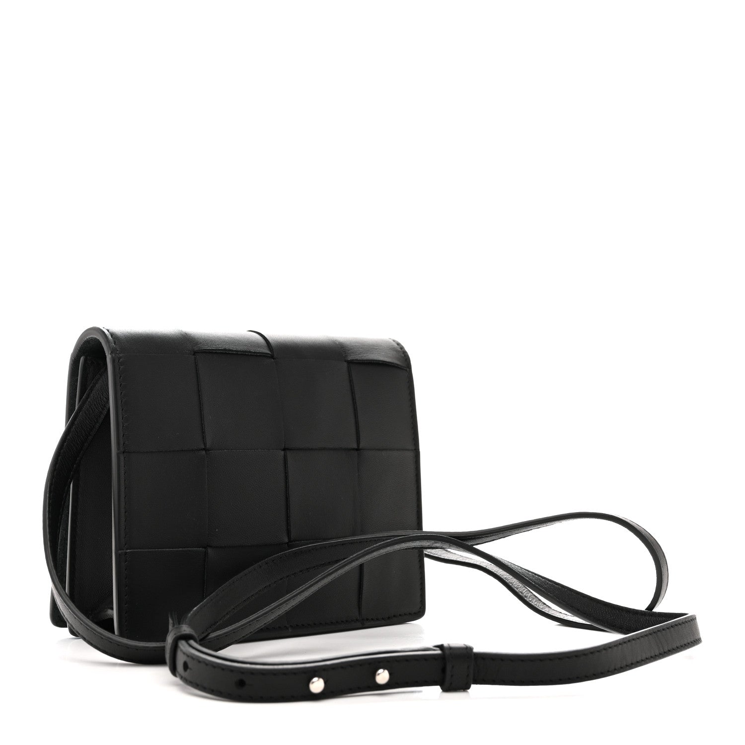 Bottega Veneta Lambskin Maxi Intrecciato Mini Cassette Crossbody Bag Black 3 of 9