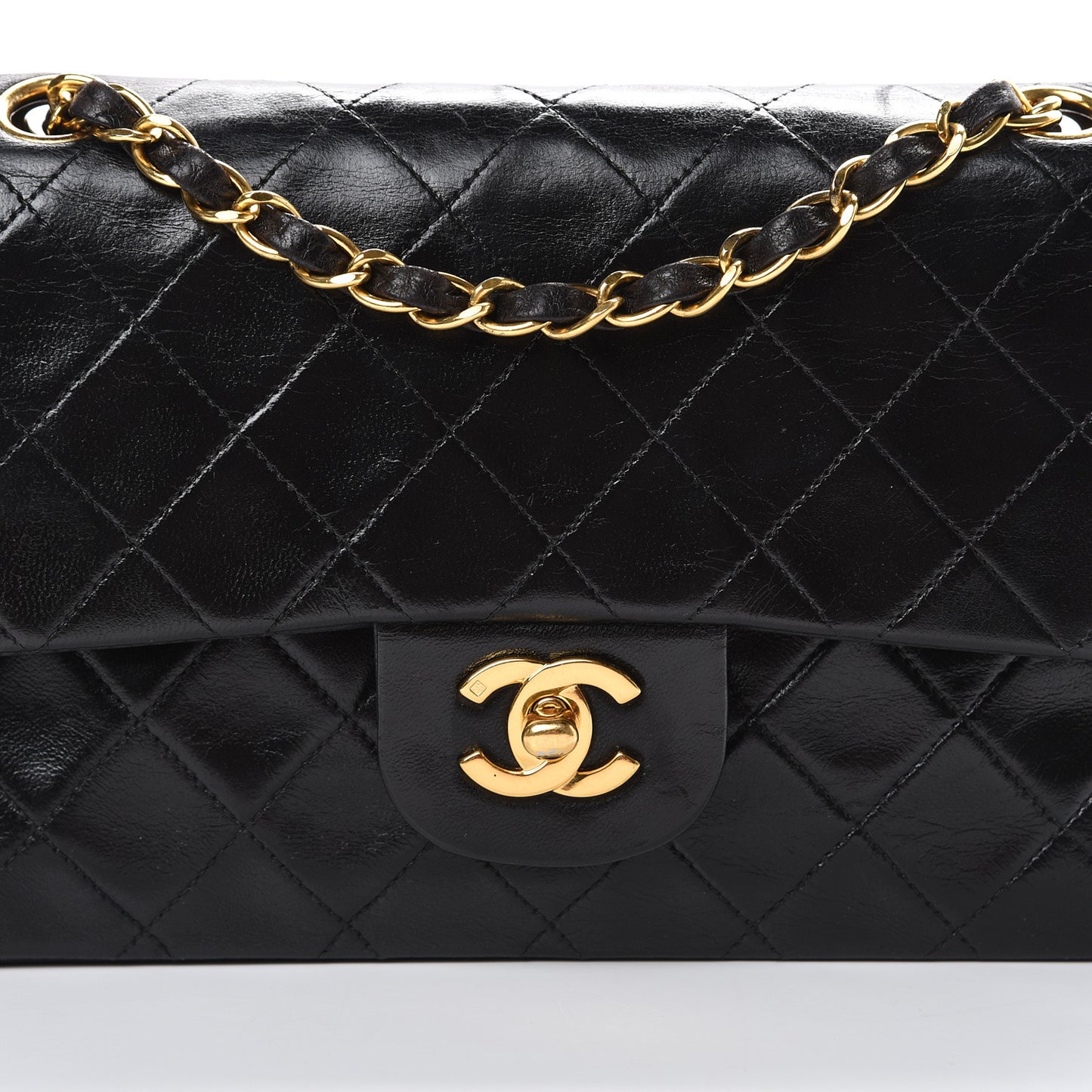 Lambskin Quilted Small Double Flap Black