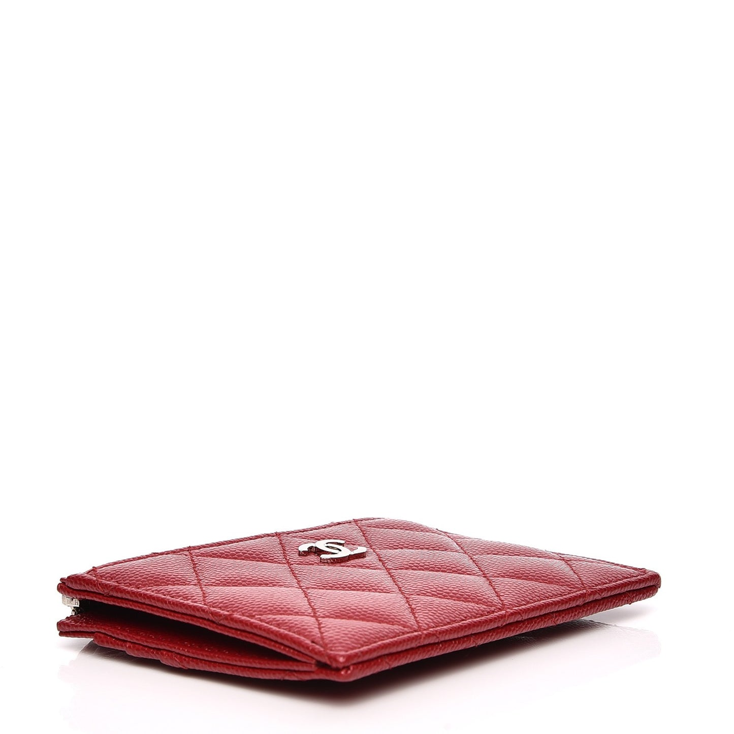 Caviar Quilted Card Holder Dark Red