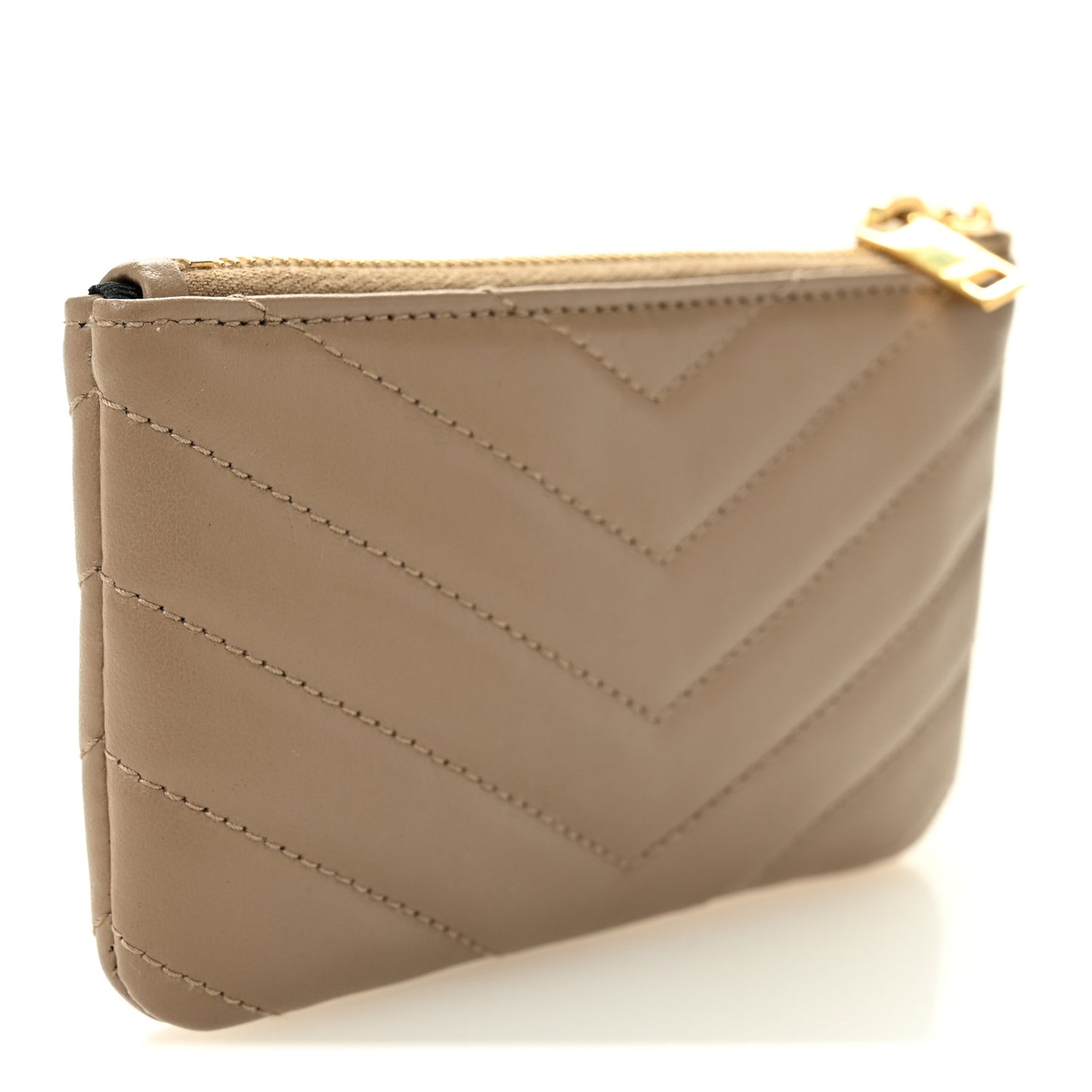 Calfskin Matelasse Monogram Key Pouch Light Taupe