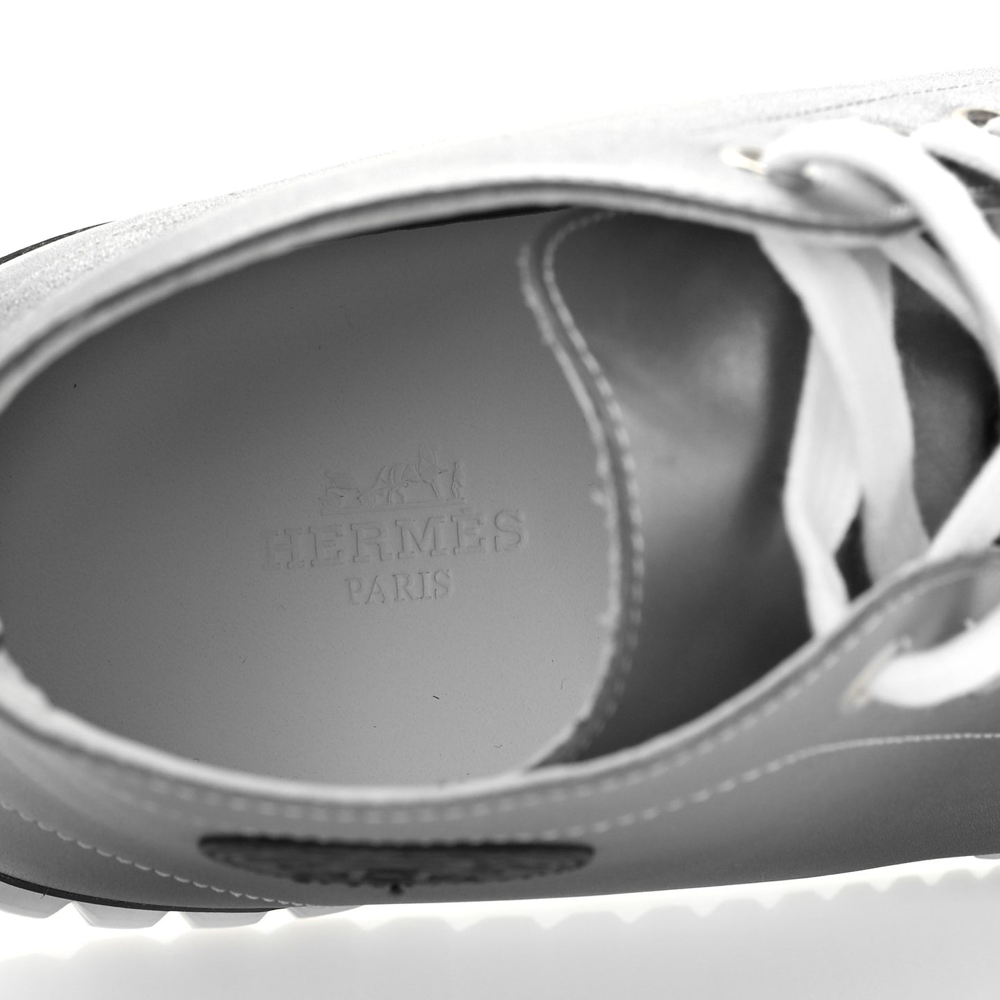 Metallic Calfskin Womens Climb Sneakers 37 Gris Argente Vieilli