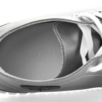 Hermes Metallic Calfskin Womens Climb Sneakers 37 Gris Argente Vieilli 7 of 9
