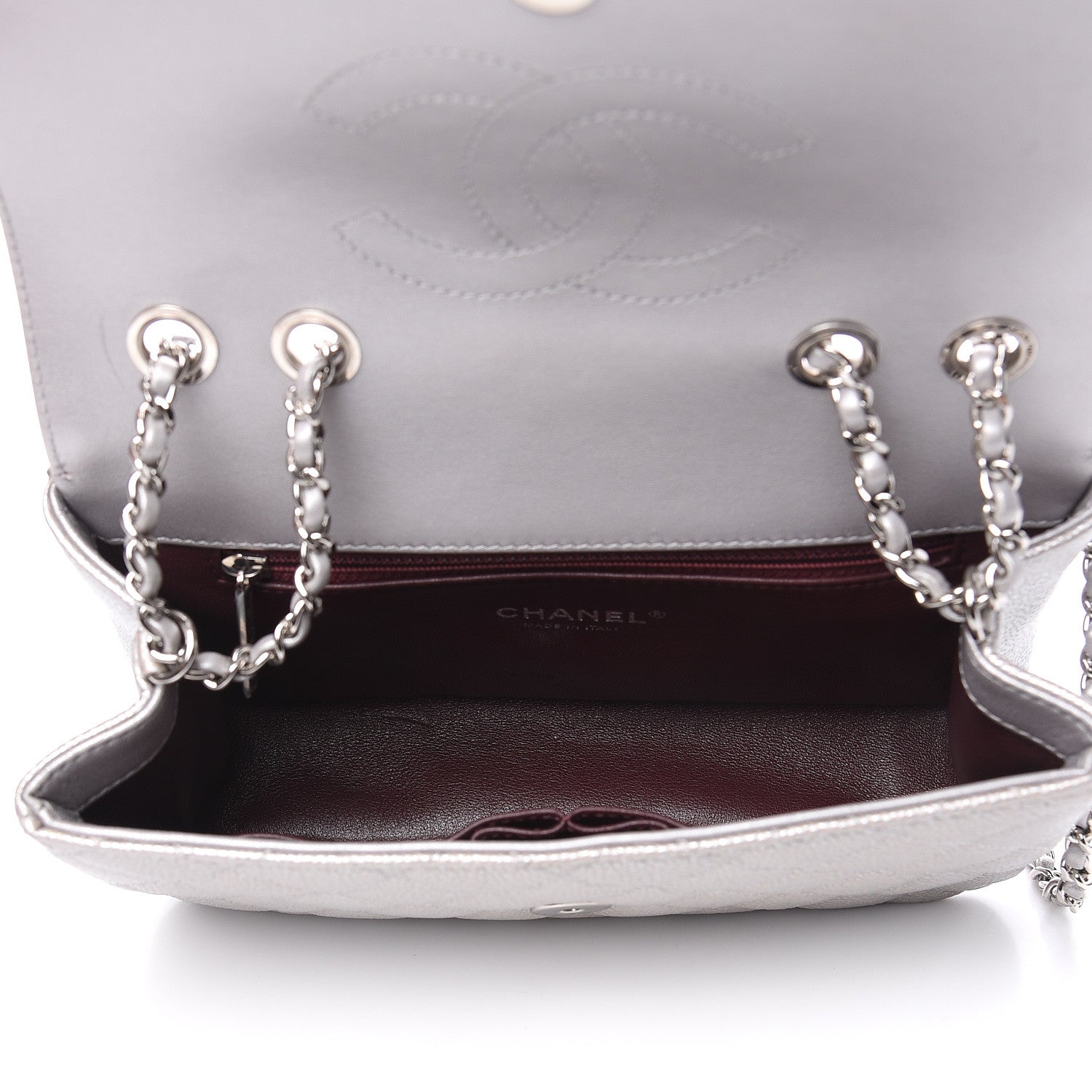 Chanel Metallic Caviar Quilted Small CC Filigree Flap Silver 5 of 14