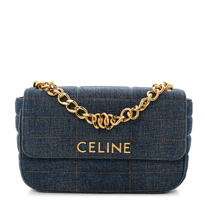 Celine Denim Matelasse Chain Shoulder Bag Blue 1 of 11