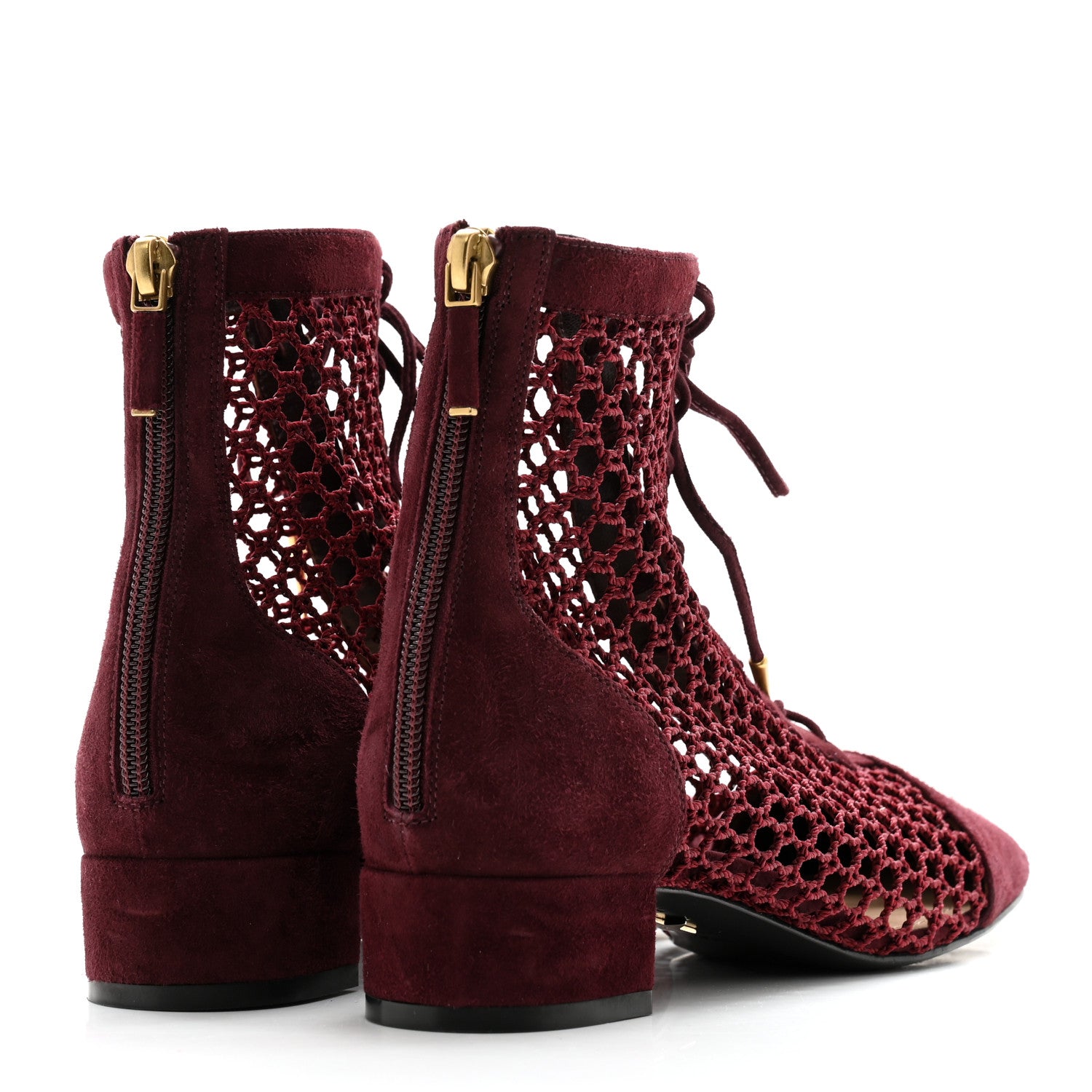 Christian Dior Suede Resille Naughtily-D 30mm Ankle Boots 35.5 Rouge Noir 3 of 9