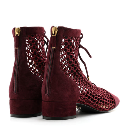 Christian Dior Suede Resille Naughtily-D 30mm Ankle Boots 35.5 Rouge Noir 3 of 9