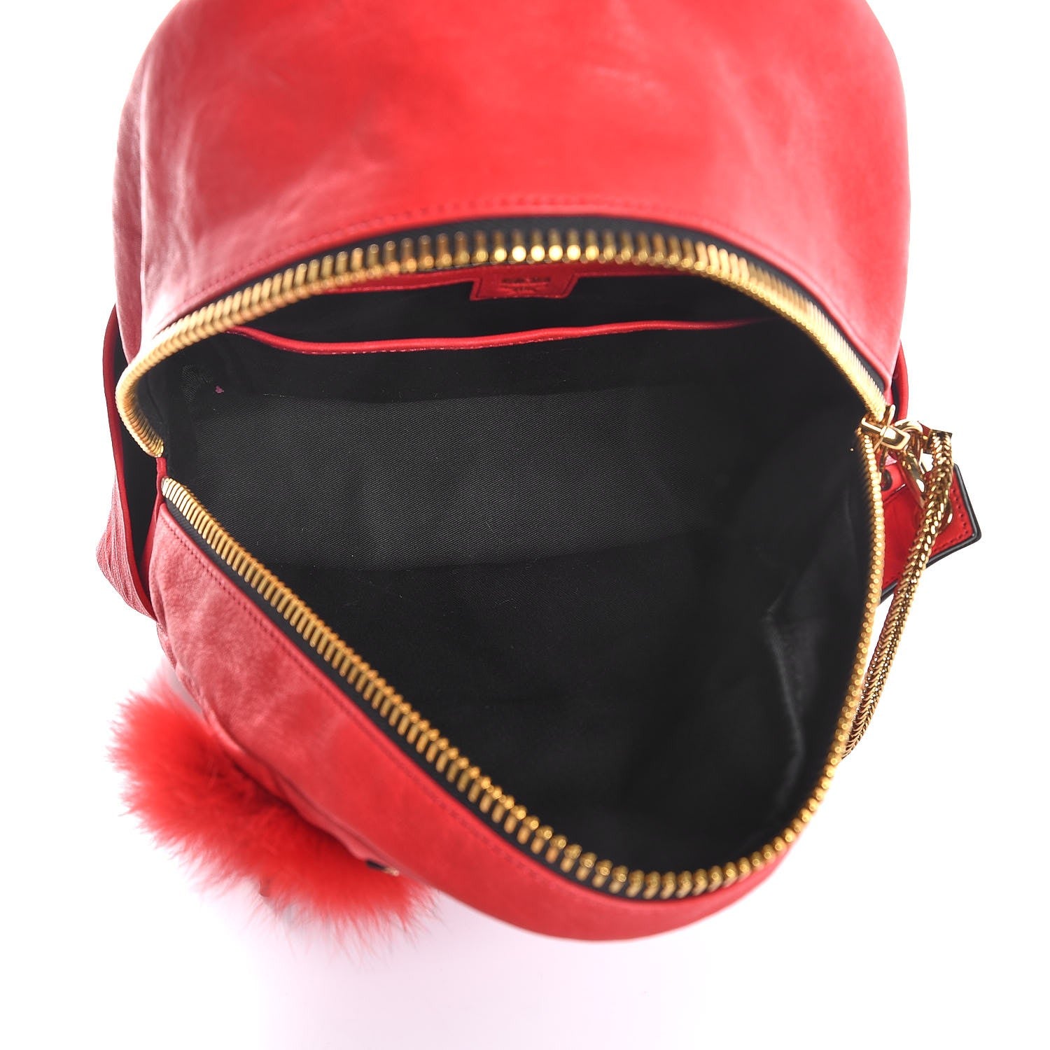 MCM Lambskin Fox Fur Small Stark Insignia Backpack Red 5 of 9