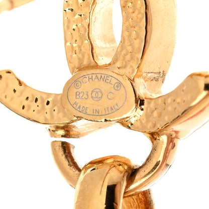 Chanel Resin Heart CC Drop Earrings White Red Gold 3 of 4