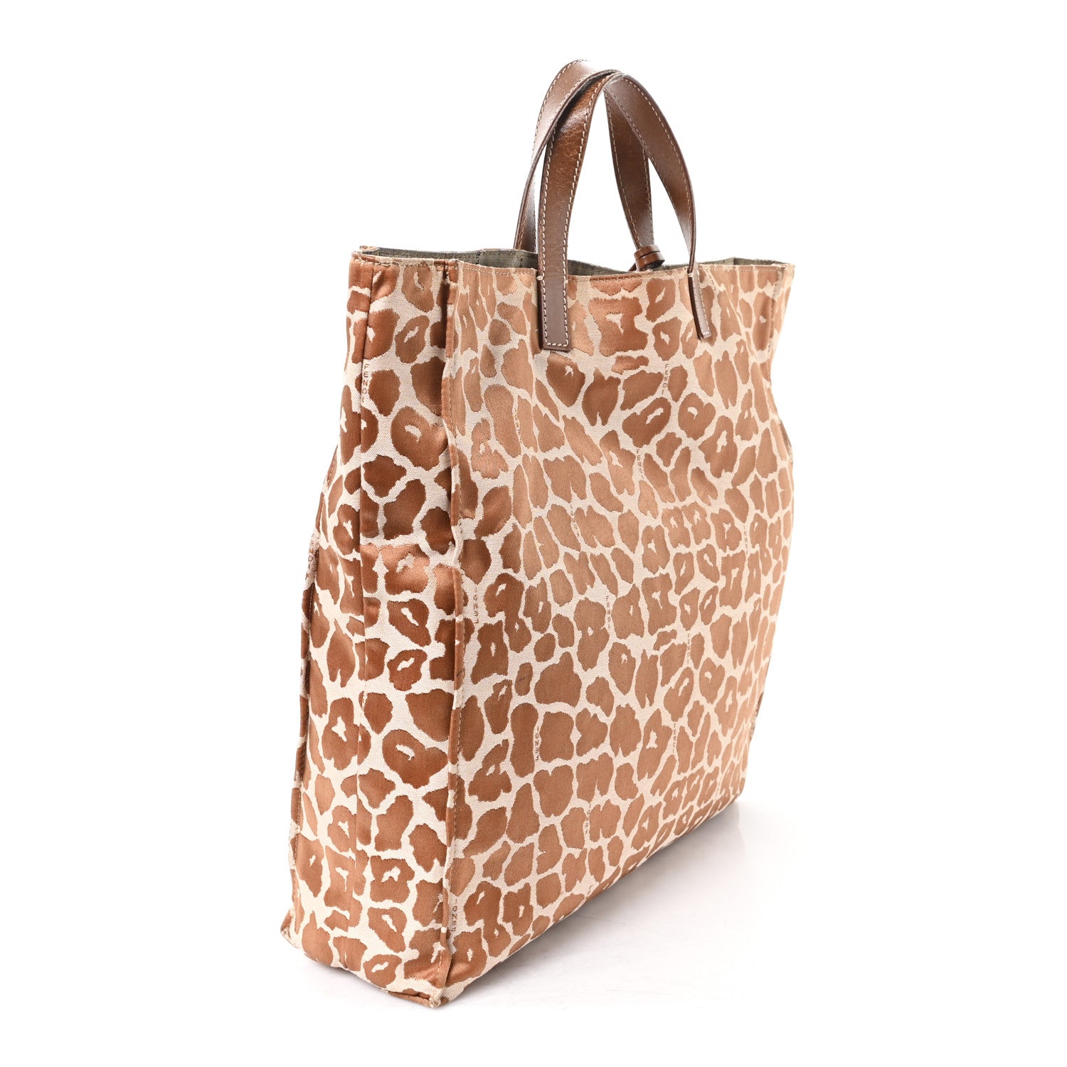 Fendi Jacquard Leopard Print Shopping Tote Brown 3 of 10